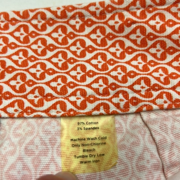 TALBOTS Petites | Geometric Bermuda Shorts Filigree Print Orange/White 8P‎ - Picture 10 of 12